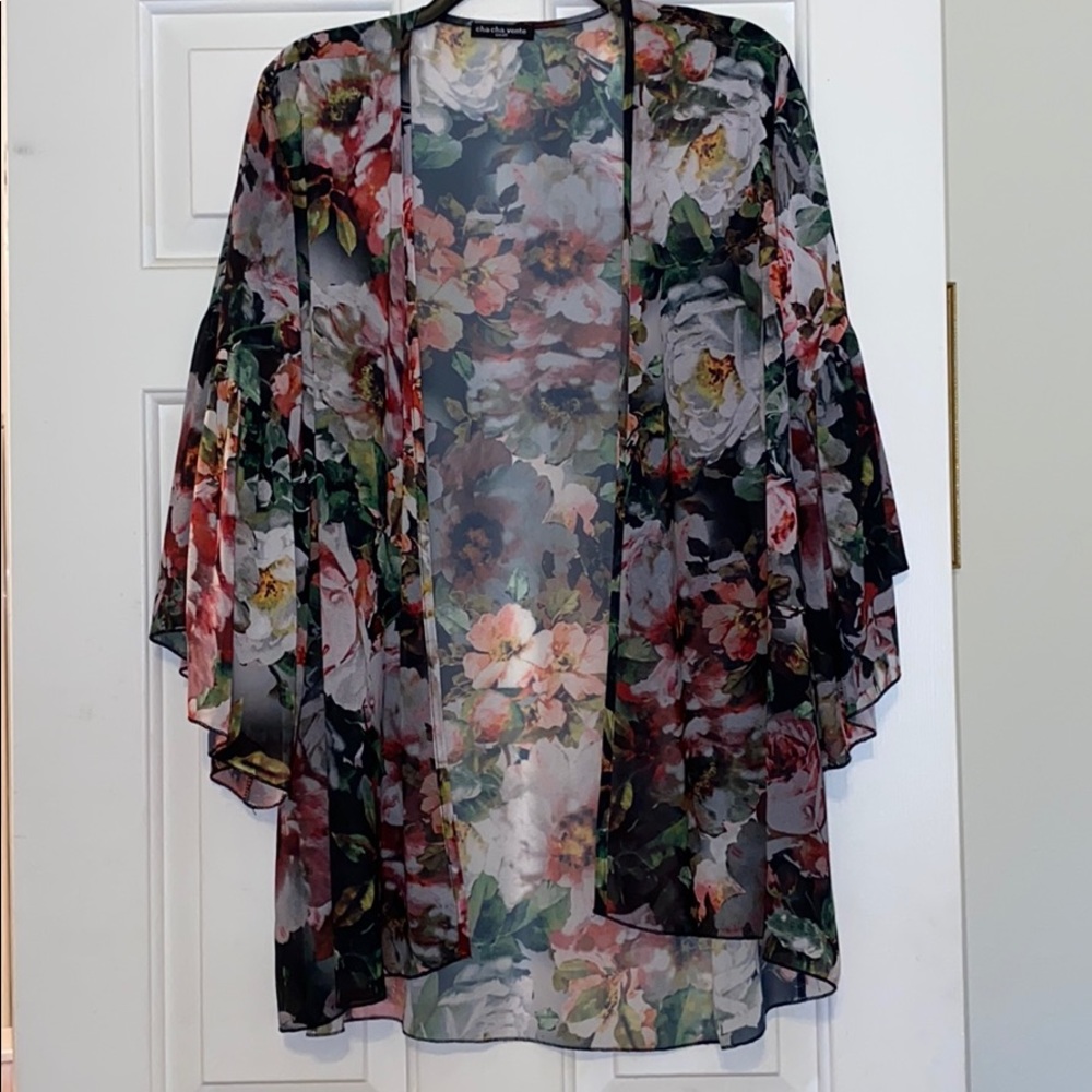 Sheer floral shawl